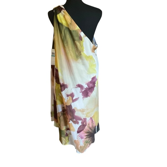 Maggy London One-Shoulder Floral Chiffon Dress NWT Size 16 - Picture 4 of 8